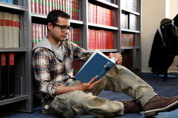 Inside a university library